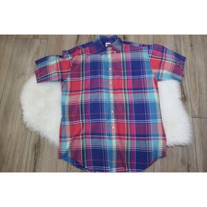 Brooks Brothers Madison Mens Large Shirt Button Up Short Sleeve Plaid